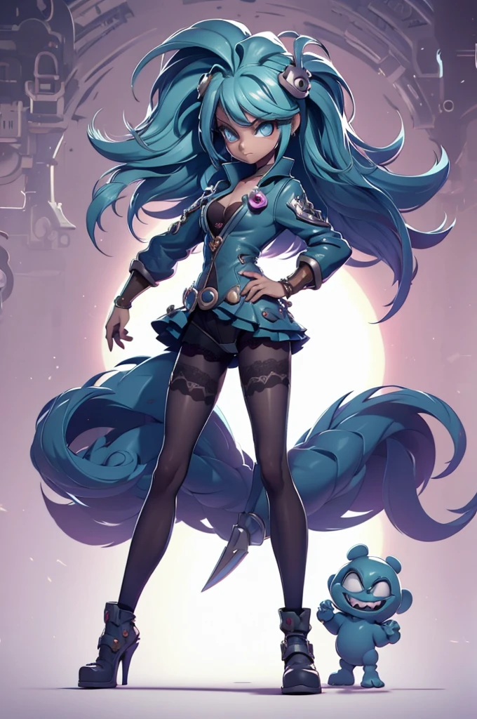girls estilo rayman legends, character estilo art rayman legends, model sheet, girl , fully body, Giant Accessories,Giant Monster, mascot, ly, sensuality, GIANT GUN PORTS,sexTight tunics, Legs, alien, curve, wearing jacket, monster in turn, Legs long,monster, monster in turn, thigh-high lace pantyh