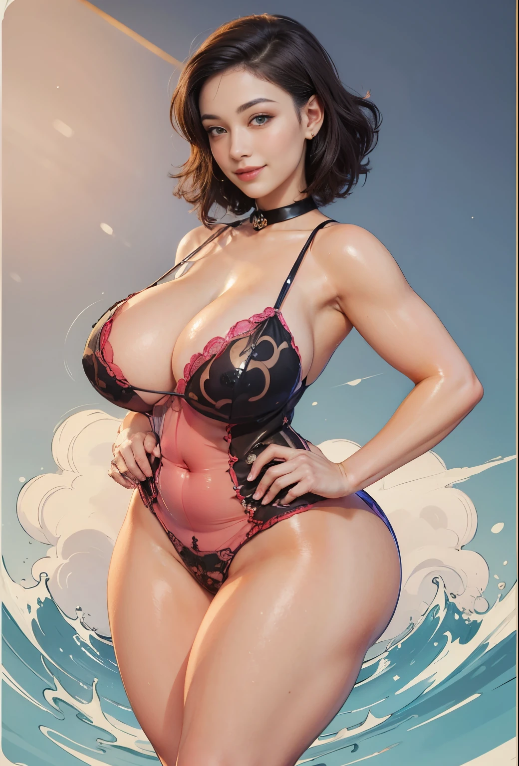 A woman with beautiful green eyes, detailed fingers and hands, happy smiling expression, (see through nightgown, visible through clothing:1.2), detailed portrait, photorealistic, masterpiece, 8k, highly detailed, cinematic lighting, warm color tones