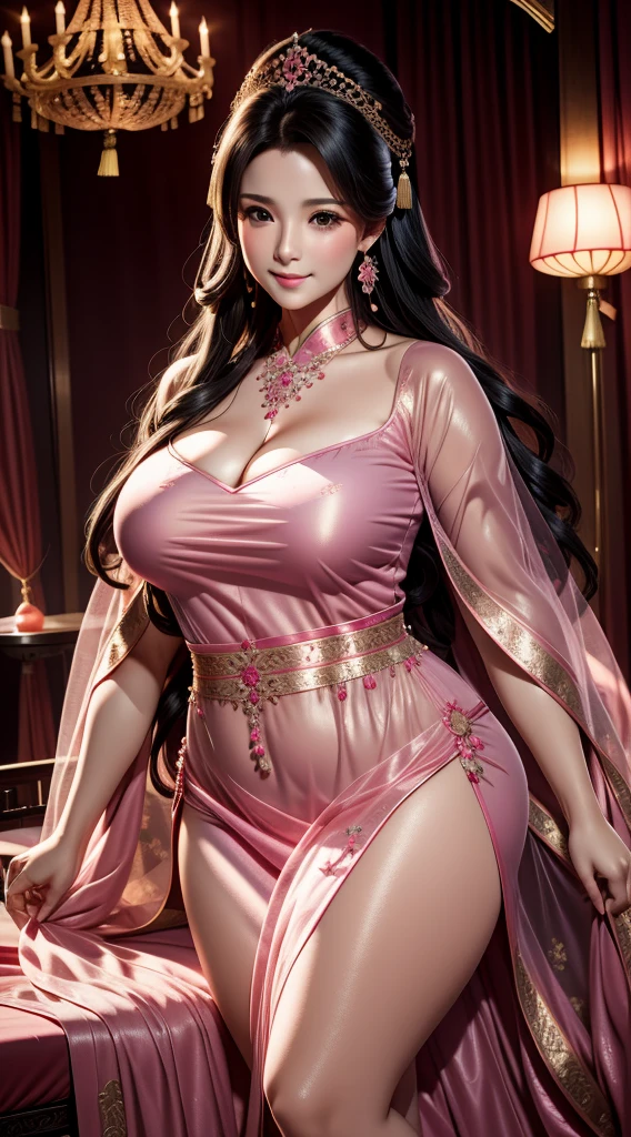 Harem, China,Very fair skin, tall, slightly fat big breasts, Huge buttocks, chubby, Beautiful curves, mature woman, Mature face, Charm, mother face, age of 55, Random Taiwanese actor's face,Wear glasses,Auntie,aunt,aunt,boudoir photography,Sexual significance,sexual teasing, Supple beauty,Pink sheets, Behind pink curtains, Pink curtains, Pink and cinematic lighting, fully covered in drapes,Pink cloth, Pink mood in background, boudoir photography, draped in flowing fabric, 4 k glamour photography, Glows pink, Sexy woman,Sexual significance,sexual teasing,obsessed,large tall,Curvy beauty,is very beautiful,Mature face,Mature charm, sheer see-through sexy nightdress