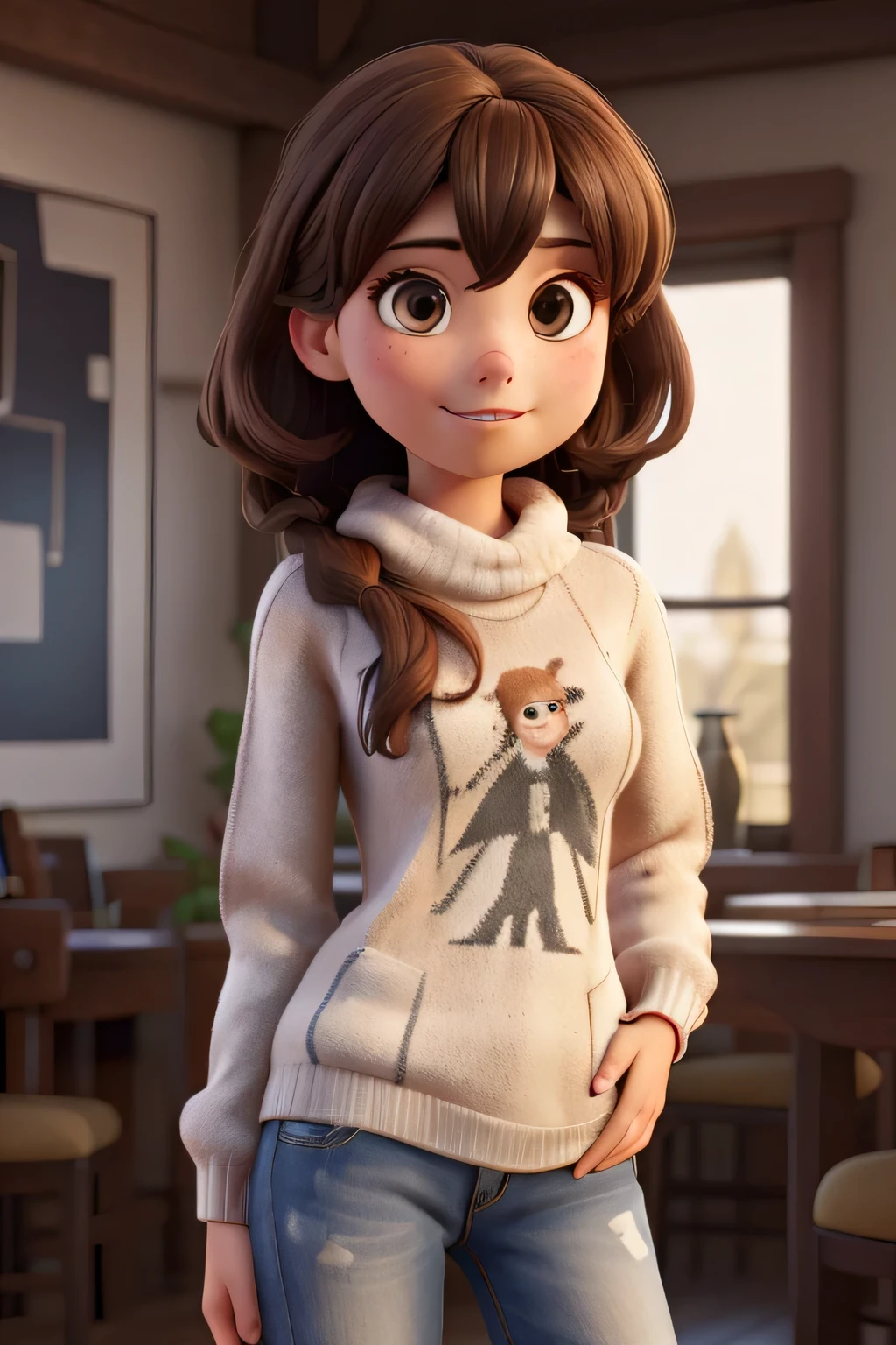 ((best qualityer)), ((work of art)), (detailded), 1 girl, ombro to ombro sweater,