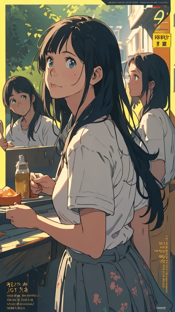reasonable design, Clear lines, High Sharpness, (highest quality,8K,Perfect sharpness,Ultra fine,High resolution,masterpiece:1.2), Perfect Anatomy:1.5, Official Art, Illustrations that tell a story, (Whitish background:0. 9)、Body Positivity、More Mr.Physical expression、(Random and mischievous poses)、Perfect beauty、Perfect beautiful face、Strong winds、A rich expression、Dynamic composition、smile、Golden ratio composition、colorful、(Mr.Different angles and perspectives)、anime art、mini skirt、(Overcoming stereotypes)、 Glowing Skin、(Natural beauty)、smile、bangs、Straight Hair、(Soft and flowing hair)、(Rural Scenery)、(Nostalgic atmosphere)、Insert up to the thighs、(Playful and carefree)、(More Mr.Ethnic characters)、(innocent attitude)、(Sunny atmosphere)、Skirt flipped up、(Bright colors)、Belly button exposed、Beautiful Eyes、A skirt fluttering in the wind、Put it in to your feet、Some composition patterns、sensuous、Geometric pattern、emotional、Symposium cover、Lens flare、Halation、 facial close-up、
