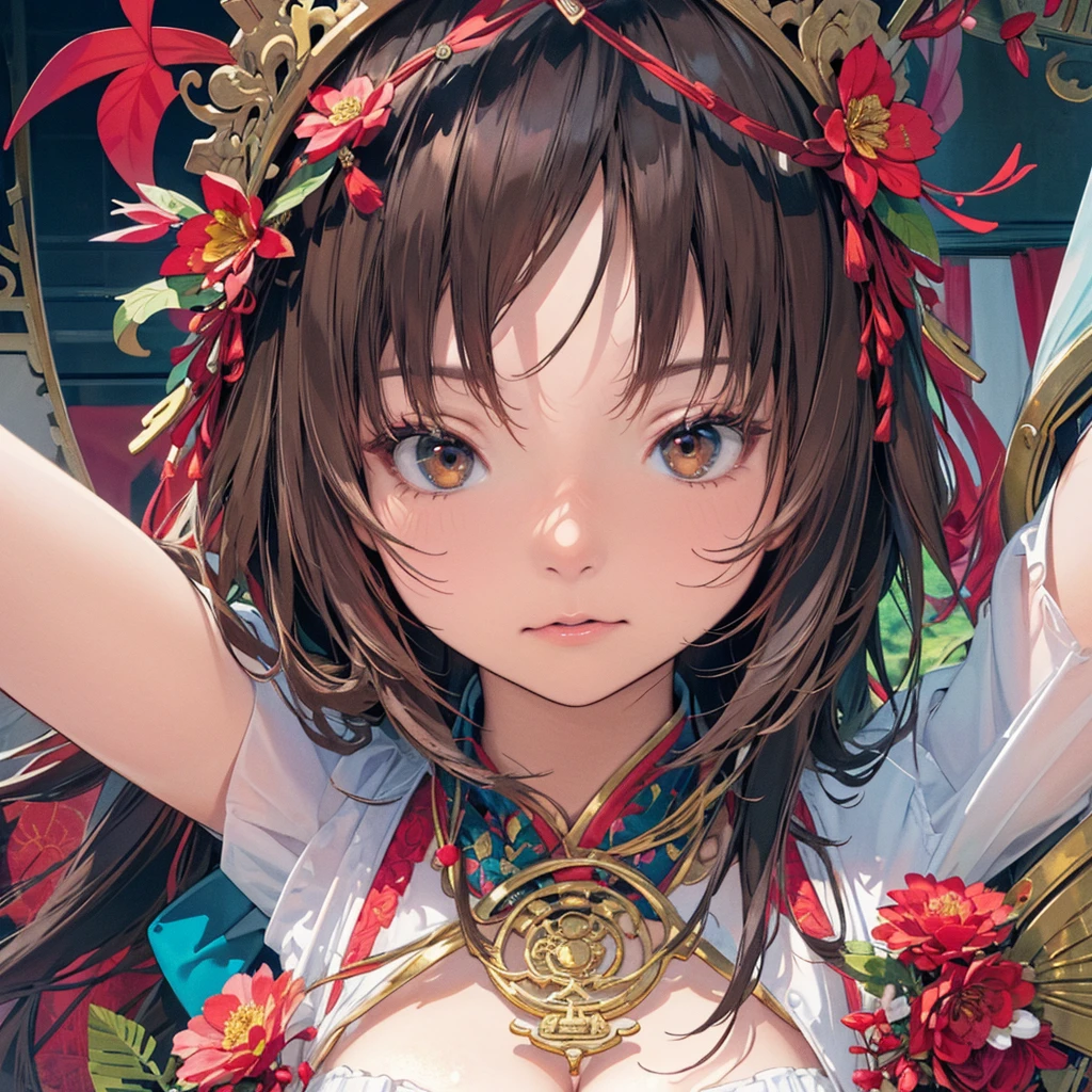 Official Art, wallpaper, Very detailed, (((Very detailedな目と顔))), shut up., masterpiece, Highest quality, Realistic portraits, (ZenTangle, Mandala, Tangle, EnTangle), Complex clothing, Very detailed, Dynamic Angle, The most beautiful form of chaos, elegant, Brutalist Design, Vibrant colors, Romantic Chinese Flowers