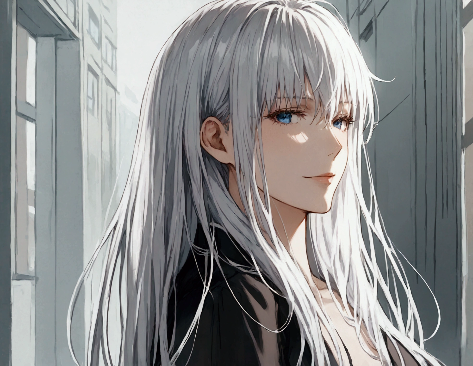 anime girl with long white hair standing in front of a white background with blue, white-haired, jormungand anime, long white hair and bangs, girl with white hair, white haired, white haired lady, anime wallaper, with long white hair, gray haired, flowing white hair, silver hair girl, beautiful anime portrait, anime visual of a young woman, anime illustration, perfect white haired girl, clean detailed anime art, white-hair pretty face, anime artstyle, beautiful anime art style, ”beautiful anime woman
