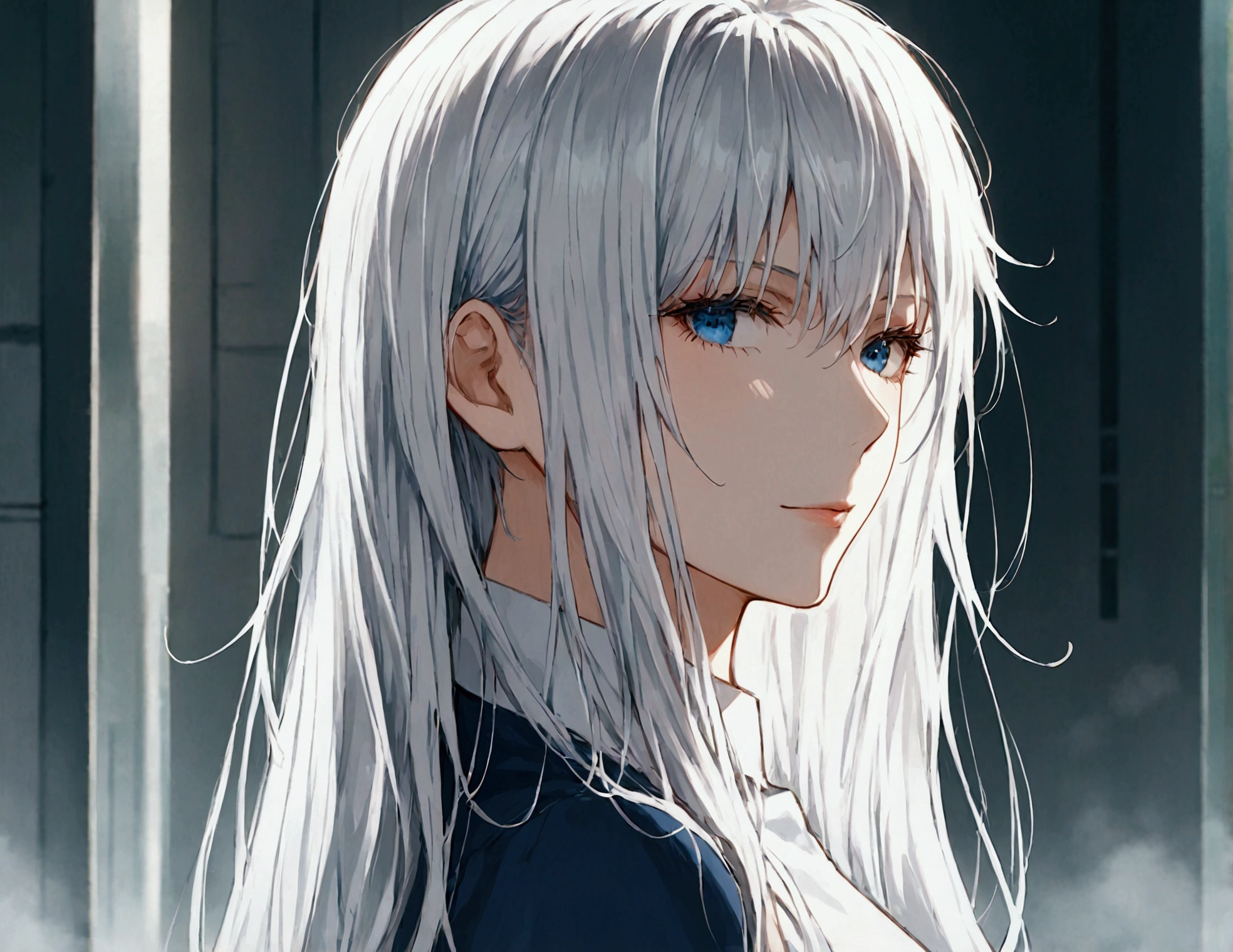 anime girl with long white hair standing in front of a white background with blue, white-haired, jormungand anime, long white hair and bangs, girl with white hair, white haired, white haired lady, anime wallaper, with long white hair, gray haired, flowing white hair, silver hair girl, beautiful anime portrait, anime visual of a young woman, anime illustration, perfect white haired girl, clean detailed anime art, white-hair pretty face, anime artstyle, beautiful anime art style, ”beautiful anime woman
