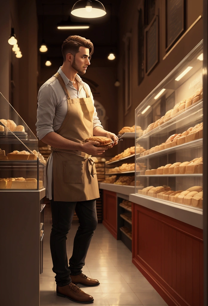 danvici painting of man in a bakery
