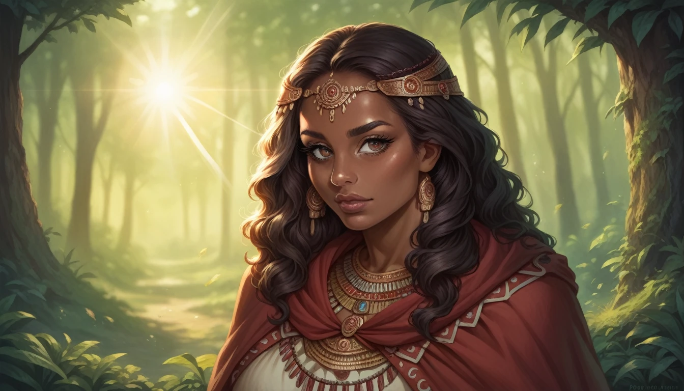 beautiful busty African woman, Lionskin cloak, detailed face, detailed eyes, detailed lips, long eyelashes, beautiful skin, elegant pose, tribal jewelry, outdoor forest environment, sunlight, warm colors, cinematic lighting, highly detailed, 8k, photorealistic, intricate textures, masterpiece