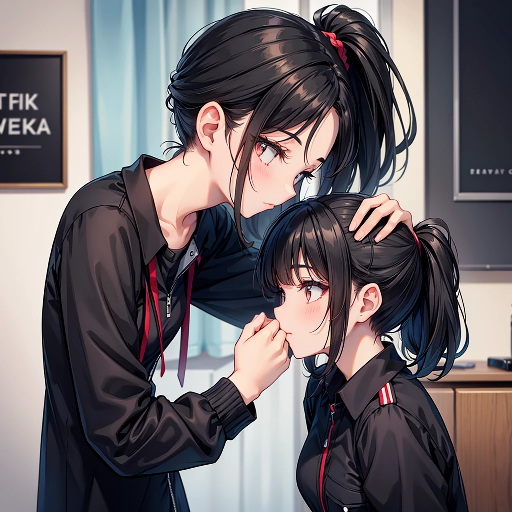 Black Hair ponytail One person uniform beautiful girl
