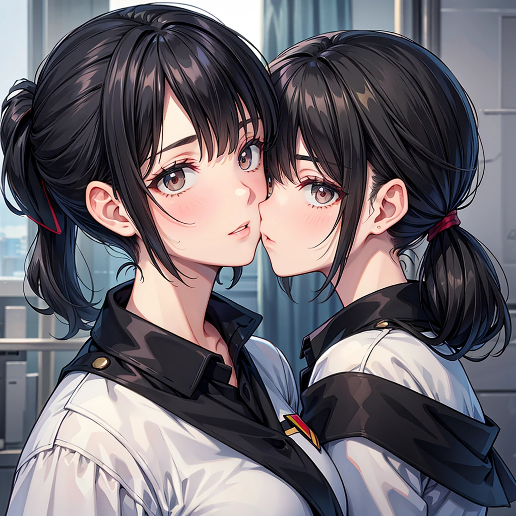 Black Hair ponytail One person military beautiful girl Droopy eyes
