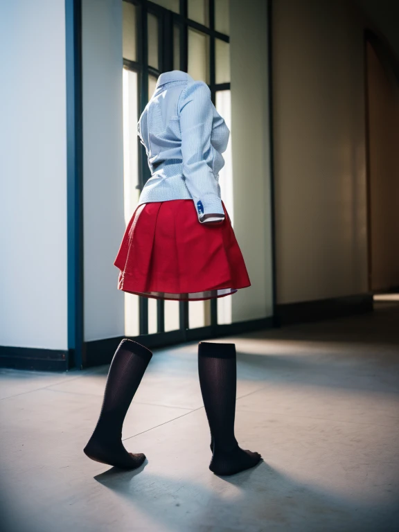 You can even see the feet, (Arch your back), Be patient with peeing, mini skirt, (From below), uniform, (can not see, No humans, Headless, Faceless:1.5), Cute big tits, (8k, RAW Photos, Highest quality, masterpiece:1.2), (Realistic, photo-Realistic:1.37), Photon Mapping, Radio City, ((Hasselblad Photography)), Physically Based Rendering, whole body, socks