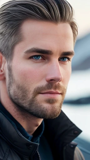 A handsome Icelandic man focus on the face