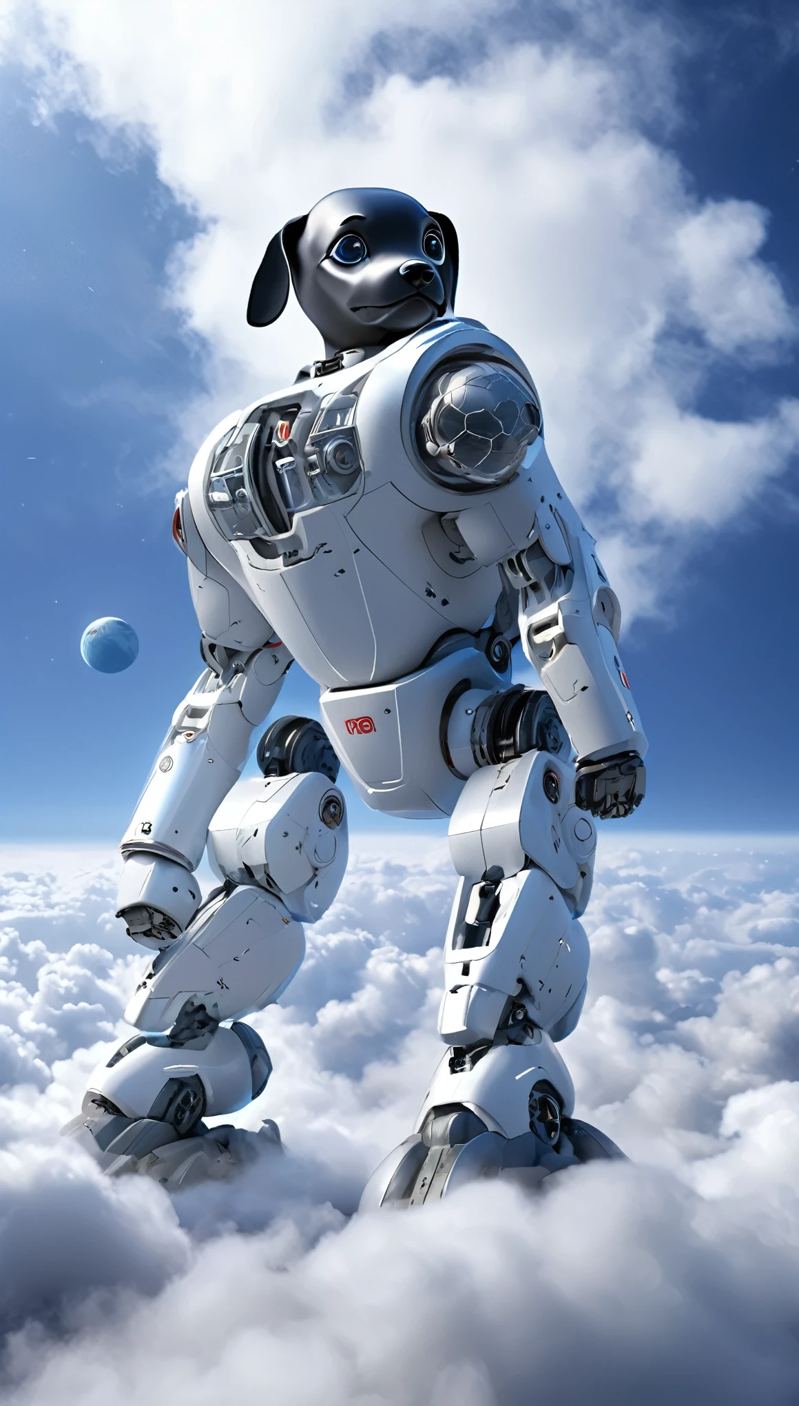 highest quallity, realisitic, photorealisitic, rewarded photography, universe space, Combat Model, robotic dogs: AIBO, The highly evolved AIBO, fly in the sky, Jato engine, missile, laser ray