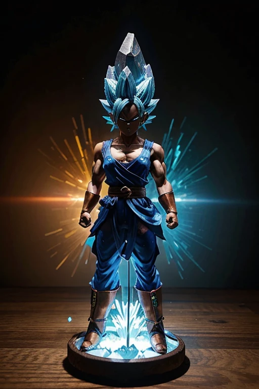 A dragon ball z character made of copper sulfate crystals