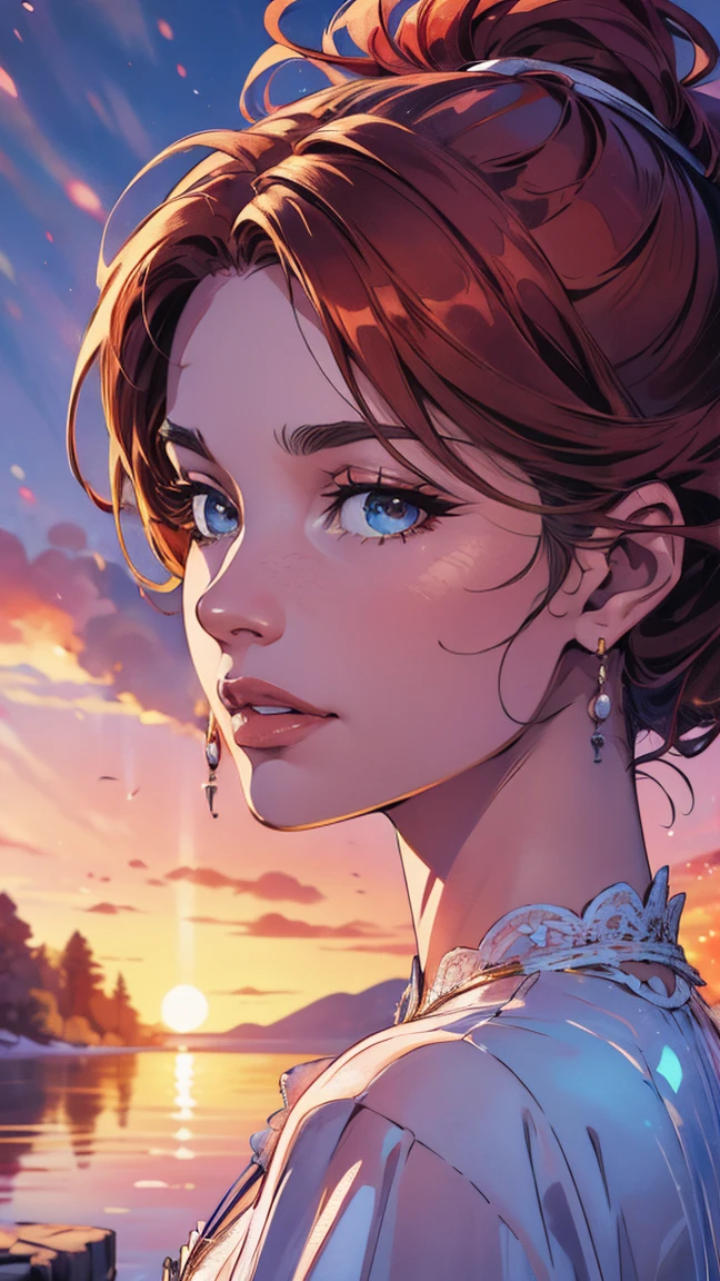 (best quality,4k,8k,highres,masterpiece:1.2),ultra-detailed,(realistic,photorealistic,photo-realistic:1.37),beautiful portrait chest,ginger women in detailed dress at cozy Yacht,air above hair,IPA award winning,sunset lighting,vivid colors,sharp focus,professional,gorgeous sunset,serene atmosphere,dreamy background,crimson hues,subtle reflections,gentle waves,reflection on the water,motion blurred sky,hair flowing in the breeze,ethereal aura,soft and warm lighting,peaceful and intimate scene,tranquil and calm ambiance,perfectly timed capture,pure elegance,exquisite craftsmanship,meticulously painted details,delicate and intricate patterns,majestic and graceful presence,eye-catching attire,polished and classy appearance,fine artistry,alluring charm,captivating expressions,subtle smile,attractively framed composition,enchanted evening,sophisticated and refined setting,embracing the beauty of nature,unforgettable moment,immortalized in art.