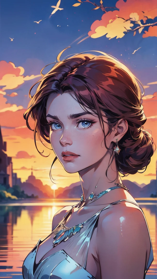 (best quality,4k,8k,highres,masterpiece:1.2),ultra-detailed,(realistic,photorealistic,photo-realistic:1.37),beautiful portrait chest,ginger women in detailed dress at cozy Yacht,air above hair,IPA award winning,sunset lighting,vivid colors,sharp focus,professional,gorgeous sunset,serene atmosphere,dreamy background,crimson hues,subtle reflections,gentle waves,reflection on the water,motion blurred sky,hair flowing in the breeze,ethereal aura,soft and warm lighting,peaceful and intimate scene,tranquil and calm ambiance,perfectly timed capture,pure elegance,exquisite craftsmanship,meticulously painted details,delicate and intricate patterns,majestic and graceful presence,eye-catching attire,polished and classy appearance,fine artistry,alluring charm,captivating expressions,subtle smile,attractively framed composition,enchanted evening,sophisticated and refined setting,embracing the beauty of nature,unforgettable moment,immortalized in art.