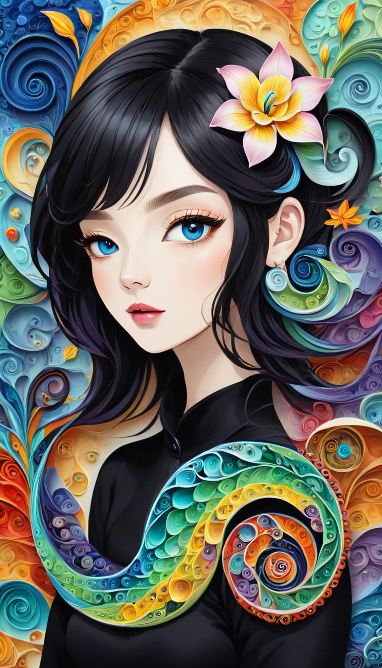 Picasso。1snails小屋，Artist from the stars，Colorful black，A World of Color，dopamine，mouth，cloud、snails、iris、fish、Tentacles、bird、eye、diatom，Abstract Mosaic，Autistic people々Depicting the inner world of，Spatial Sense，blank，interesting，Innocence，Psychedelic Art，Black overalls