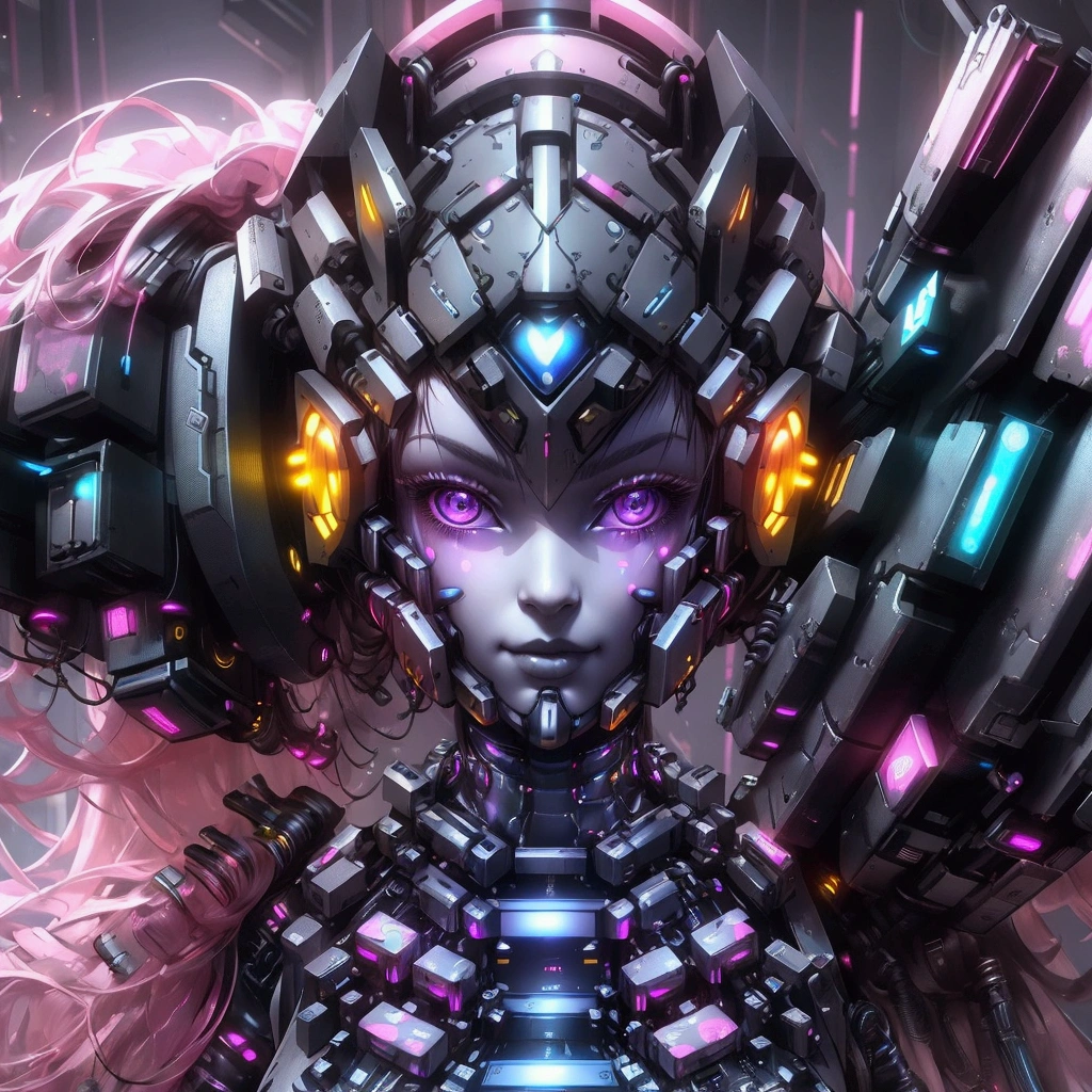 ((best qualityer)), ((work of art)), (highy detailed:1.3), 3d, comely (cyber punk:1.3) hacker woman with thick voluminous hair operating a computer terminal