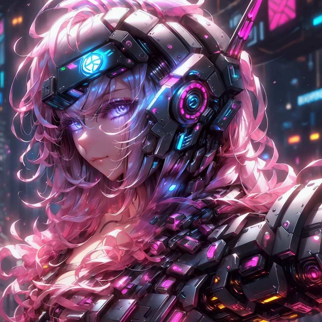 ((best qualityer)), ((work of art)), (highy detailed:1.3), 3d, comely (cyber punk:1.3) hacker woman with thick, voluminous hair 