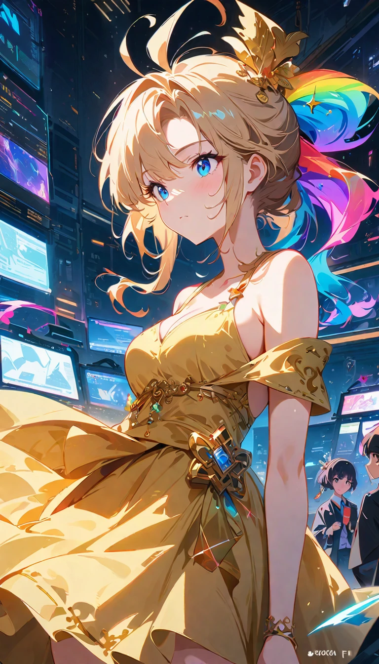 Browsing Caution,((masterpiece,Highest quality,4K)),score_9, score_8_Excellent, score_7_Excellent,anime,Rainbow Hair,Golden costume,anime girl, sword, Graduate School of Science - fi, Graduate School of Science - fi, Graduate School of Science - fi, Graduate School of Science - fi, Graduate School of Science - fi, Graduate School of Science - fi, Graduate School of Science, digital cyberpunk - anime art, badass anime 8 k, anime epic artwork, anime wallpaper 4 k, anime wallpaper 4K, anime art wallpaper 4K, anime art wallpaper 4 k, digital cyberpunk anime art,