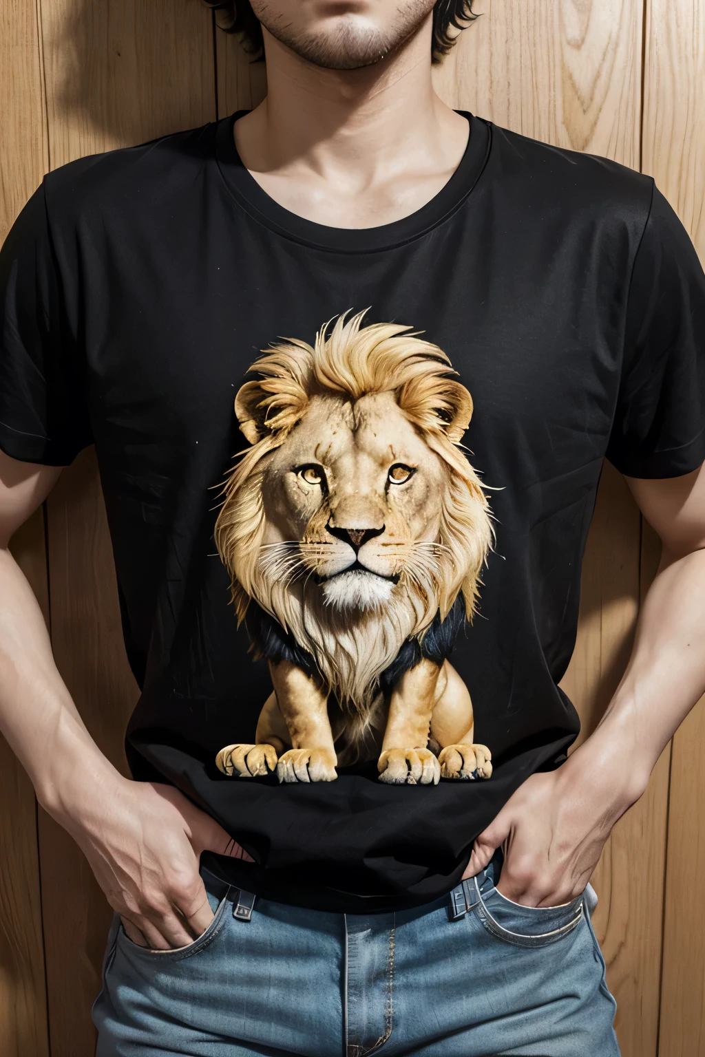 Give me options for a t-shirt printed with a cartoon lion, have the floor Heirs, in black and gold