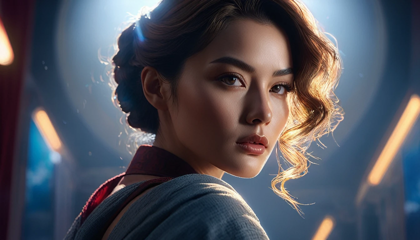 woman, masterpiece, Highest quality, Highest quality, Cinema Lighting, (Volumetric lighting), Very detailed CG unity 8k wallpaper, Concentrated, 8k wallpaper, 4K wallpaper, Very detailed, Ultra-realistic, Realistic, Sharp focus, Absurd, (High resolution:1.2), (High Contrast), photograph, Detailed and complex, Instagram, Portraiture, Very detailed, Digital Painting, Art Station, Concept Art, Smooth, Sharp focus, figure, Cinema Lighting,