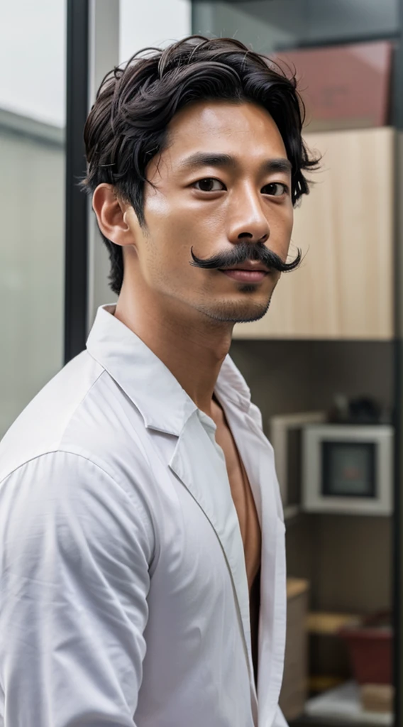 Korean man, Gong Yoo, Korean actor, Gong Yoo, 30 years old, black eyes, black eyebrows, a little bit of a mustache, a little bit of brown hair, hair parted in the middle, lips, a prominent nose, Gong Yoo&#39;s face is shiny, a good figure, big muscles, has muscles above....Nice muscles, arm muscles, leg muscles, nipples, a bit of hair, red panties......Pae Tung is the second largest. Big bulge underwear, realistic, high resolution, standing in the forest, arm and leg resolution, white skin, shiny skin, wet skin, facial resolution, Gong Yu, handsome man, short hair, portrait, Gong Yoo, high resolution, 50k camera shot, looking at the camera Yim, man, Gong Yoo..... Handsome, big muscles, six pack, handsome...... Really like Gong Yoo.