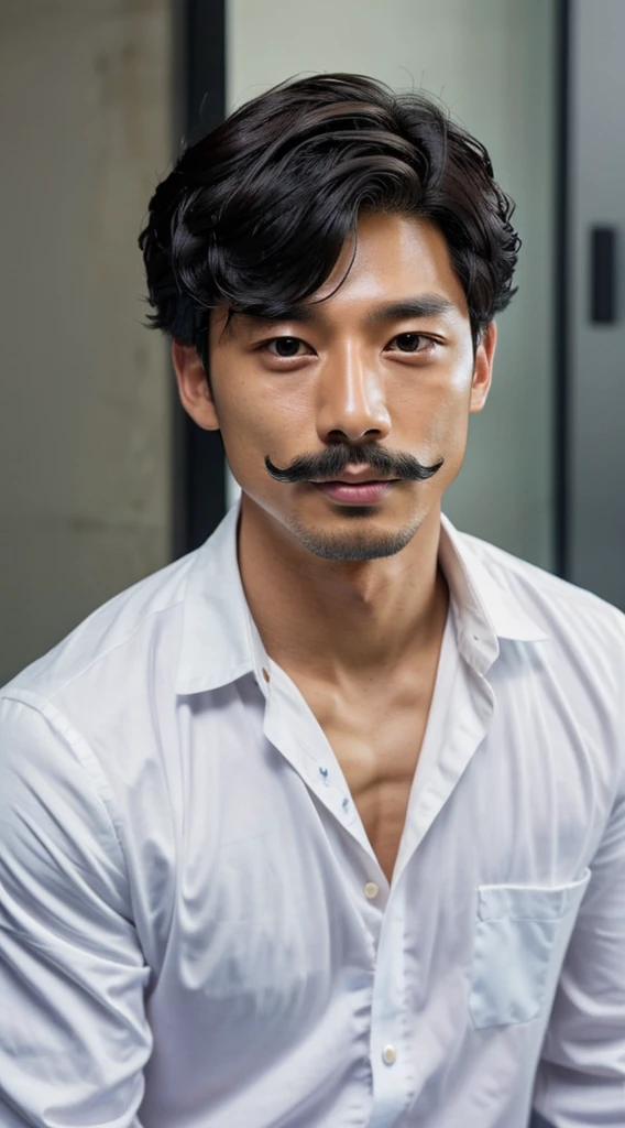 Korean man, Gong Yoo, Korean actor, Gong Yoo, 30 years old, black eyes, black eyebrows, a little bit of a mustache, a little bit of brown hair, hair parted in the middle, lips, a prominent nose, Gong Yoo&#39;s face is shiny, a good figure, big muscles, has muscles above....Nice muscles, arm muscles, leg muscles, nipples, a bit of hair, red panties......Pae Tung is the second largest. Big bulge underwear, realistic, high resolution, standing in the forest, arm and leg resolution, white skin, shiny skin, wet skin, facial resolution, Gong Yu, handsome man, short hair, portrait, Gong Yoo, high resolution, 50k camera shot, looking at the camera Yim, man, Gong Yoo..... Handsome, big muscles, six pack, handsome...... Really like Gong Yoo.