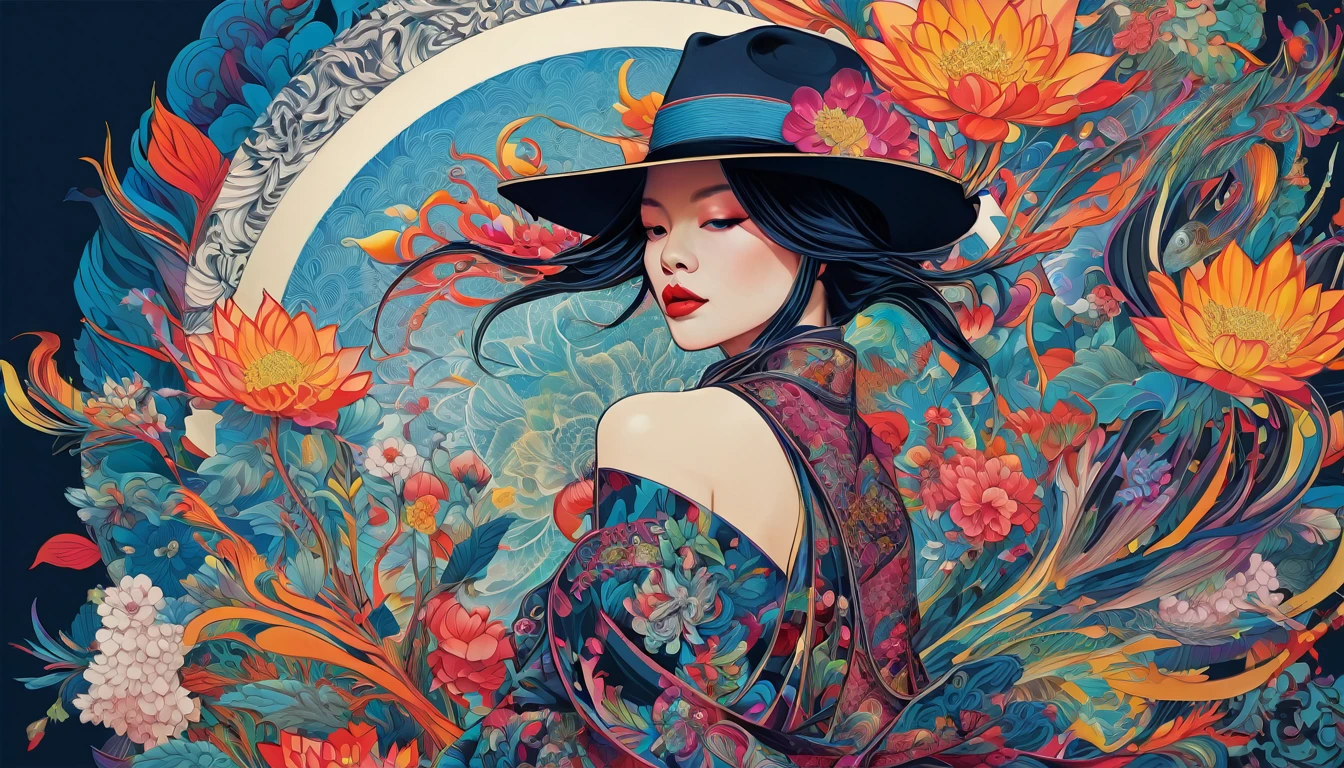 Official Art, unity 8k wallpaper, Super detailed, beautifully、aesthetic, masterpiece, Highest quality, Chinese style, (zenTangle, Mandala, Tangle, enTangle), Flower Ecstasy, One girl, Very detailed, Dynamic Angle, Cowboy Shot, The most beautiful form of chaos, elegant, Brutalist design, Vibrant colors, Romanticism, James Jean, Robbie Dowie Anton, Ross Tran, Francis Bacon, It was freezing cold, Adrian's genius, Petra Cortright, Gerhard Richter, takato yamamoto, Ashley Wood, Atmospheric
