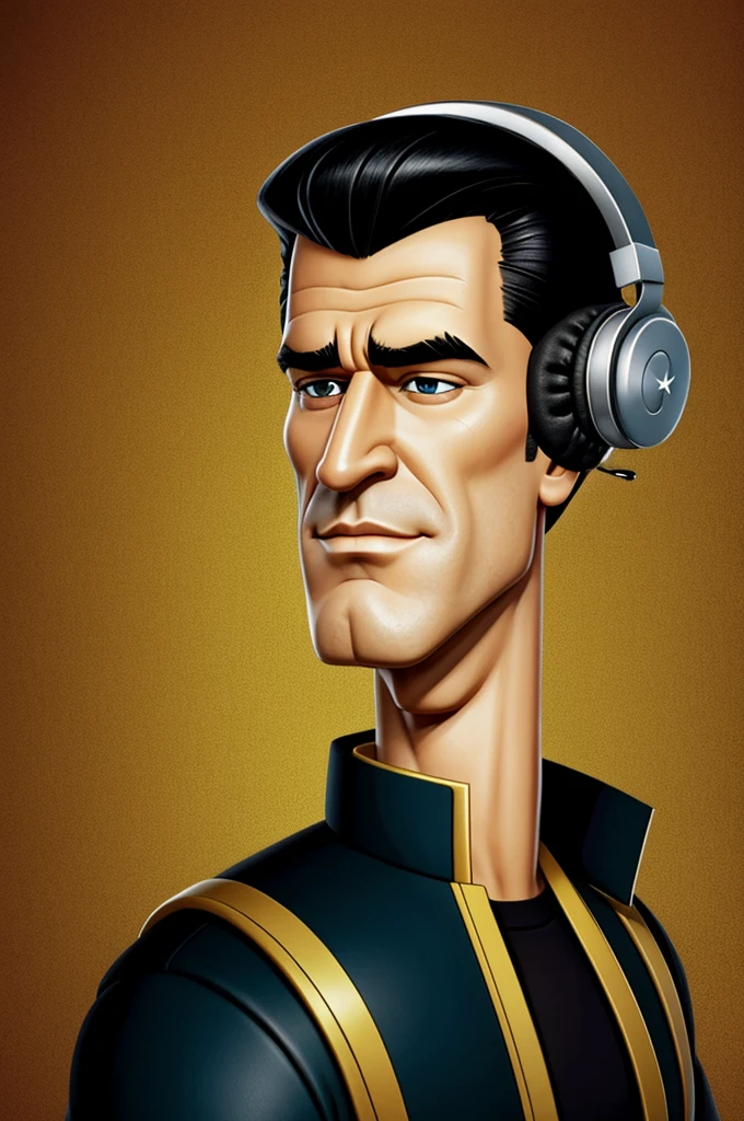 Johnny Bravo with an emperor with headphones