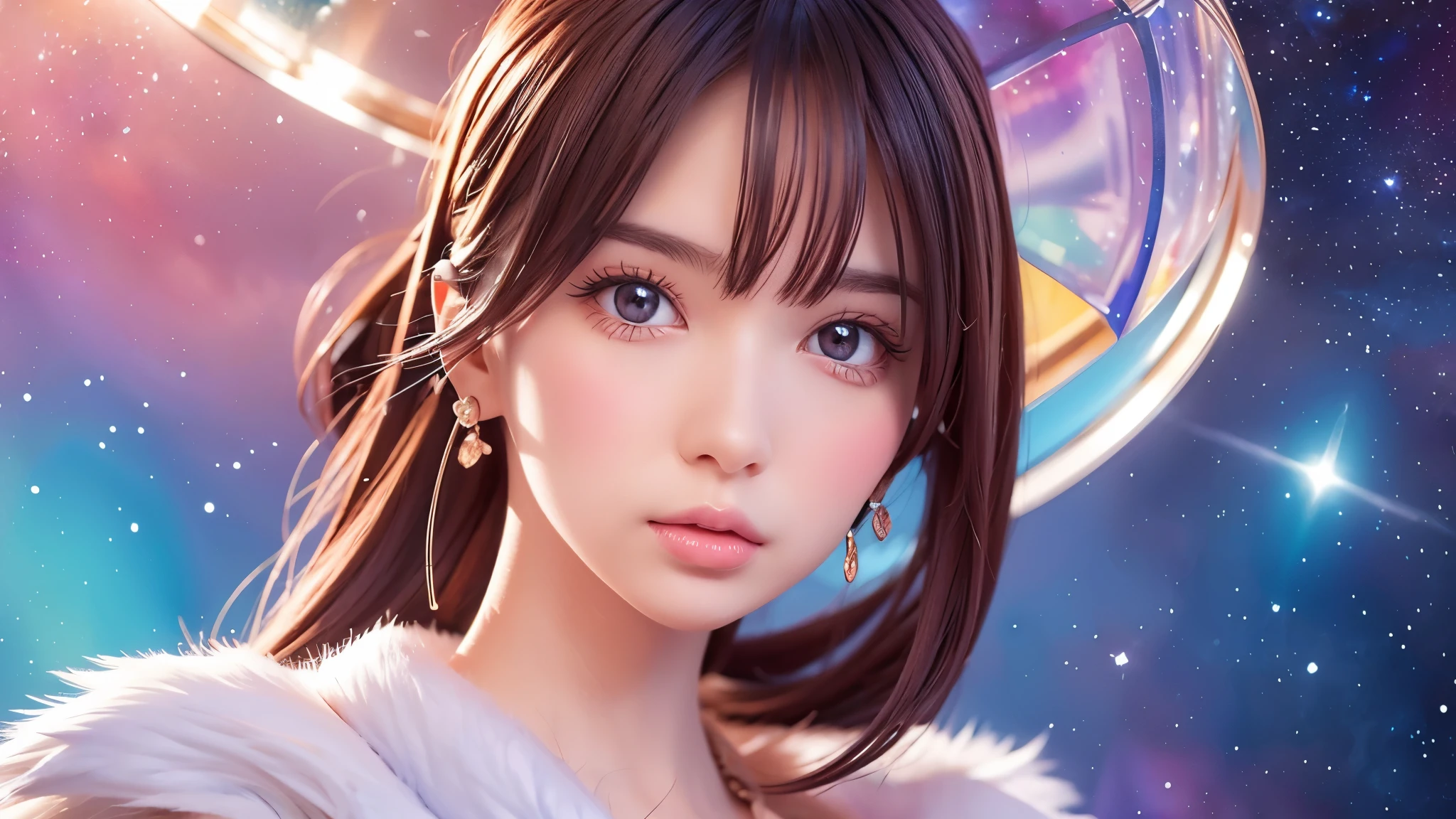 Portraiture (Strass) In space, Colors of the universe, Magnificent watercolor style, (Look to the side:1.1), Furry, (alone:1.1),