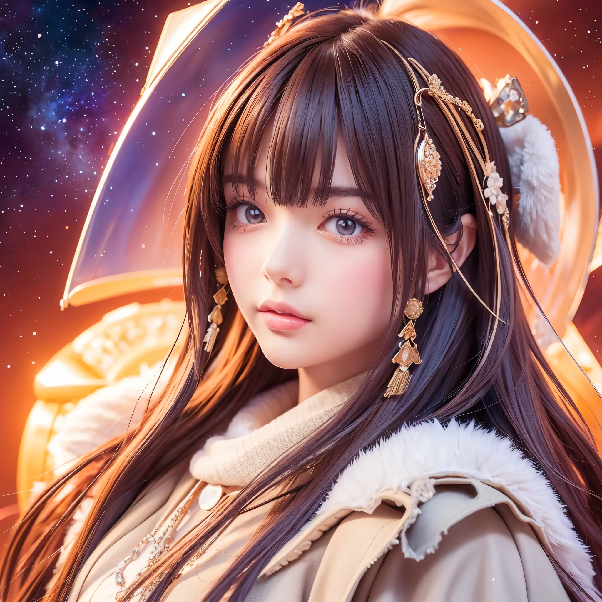 Portraiture (Strass) In space, Colors of the universe, Magnificent watercolor style, (Look to the side:1.1), Furry, (alone:1.1),