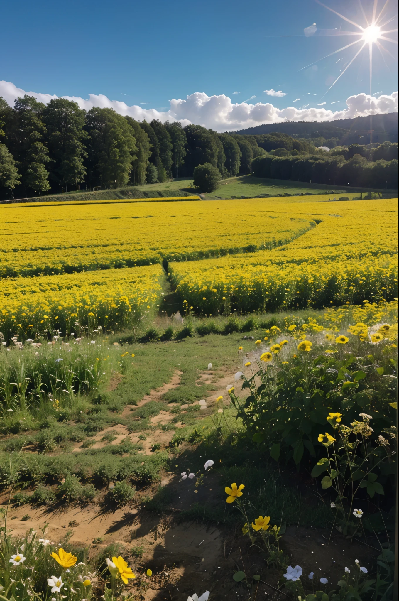 photo of an interesting view of a flower field