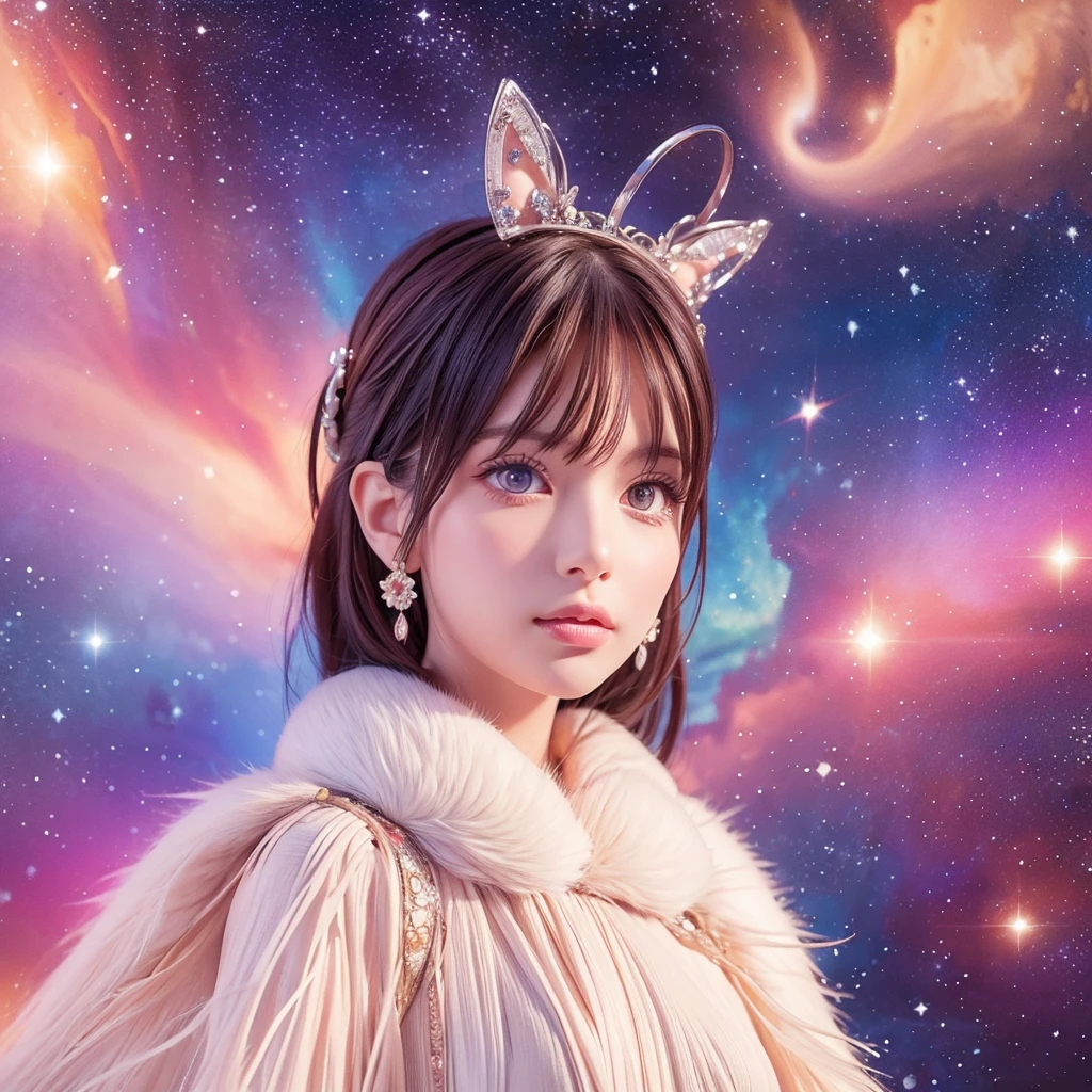 Portraiture (Strass) In space, Colors of the universe, Magnificent watercolor style, (Look to the side:1.1), Furry, (alone:1.1),
