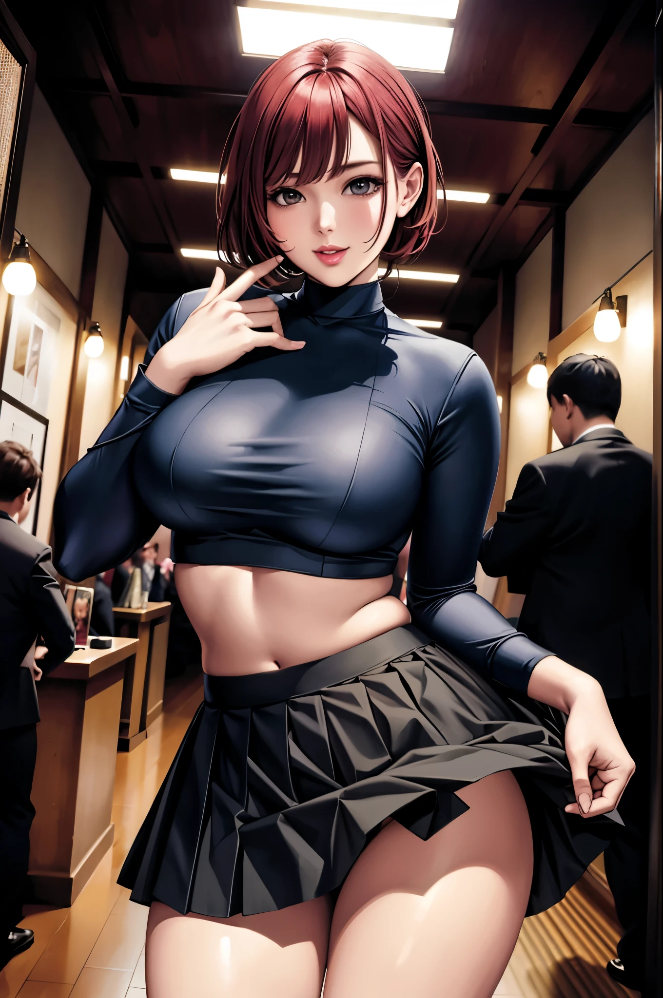 (Browsing Caution), (RAW Photos), (Realistic), (Photorealistic), Ultra-high resolution, masterpiece, Highest quality, Portraiture, facial Portraiture, Perfect lighting, Detailed lighting, Dramatic Shadows, Ray Tracing, Pure Eros Face_v1, Urzan-6500-v1.1, (((Roll up the skirt yourself))), (Lifted it himself), panties, panties focus, blush, Lips parted, looking at viewer, Half Body Shot, (crowd), (crowded city), gentle smile,