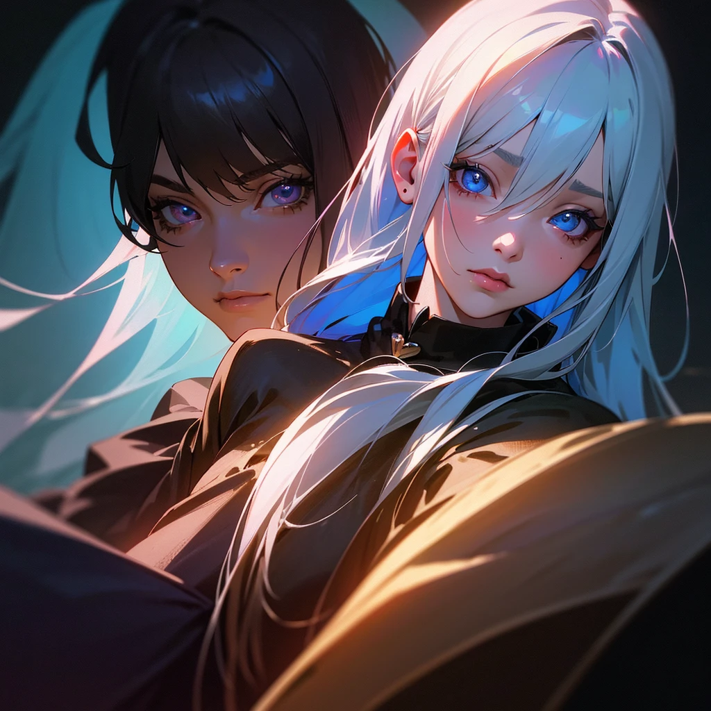 A woman gazes into the mirror, her reflection twisted into a sinister version of herself. Dark eyes gleam with malevolence, and a wicked grin reveals the hidden depths of her alter ego. The mirror reflects the duality within, a haunting juxtaposition of good and evil.