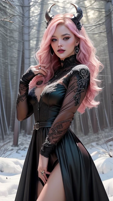 ((demon girl)),rpg,((big claws)),((devil with big horns)), ((wings)),(demon armor),((blood splashes)),skull on the ground,((blood ritual)),elegant regal succubus,((black lipstick, long black hair:1.5, red eyes)), seductive expression,((evil demeanor)),

((heart pupils:1.4, heart,hearts,heart marks)),

((sultry gaze, luxurious black gown)), elaborate headpiece,((ethereal aura, intricate lace details)),

alluring charm, dark seduction, captivating beauty, hypnotic presence, divine sensuality, enchanting temptress, seductive power, mesmerizing allure, forbidden desires, bewitching enchantment, seductive aura, tempting spell, mythical creature, otherworldly beauty, seductive darkness, mesmerizing gaze, supernatural elegance, sensual mystique, intoxicating presence, irresistible grace, magnetic attraction,

((snowy pink cherry forest:1.5,pink theme forest:1.5)),winter,scenery:1.25,((intricate scenery)),((snow forest background)),

(Glossy winter ornaments),highres,sharp focus,(ultra detailed,extremely detailed),(photorealistic artwork:1.37),(extremely detailed CG unity 8k wallpaper),(((vibrant colors,vibrant theme))),(intricate),(masterpiece),(best quality),artistic photography,(photography taken by sldr),(intricate background),perfect rendered face,perfect face details,realistic face,photo realistic,((intricate detail)),(((realism))),
