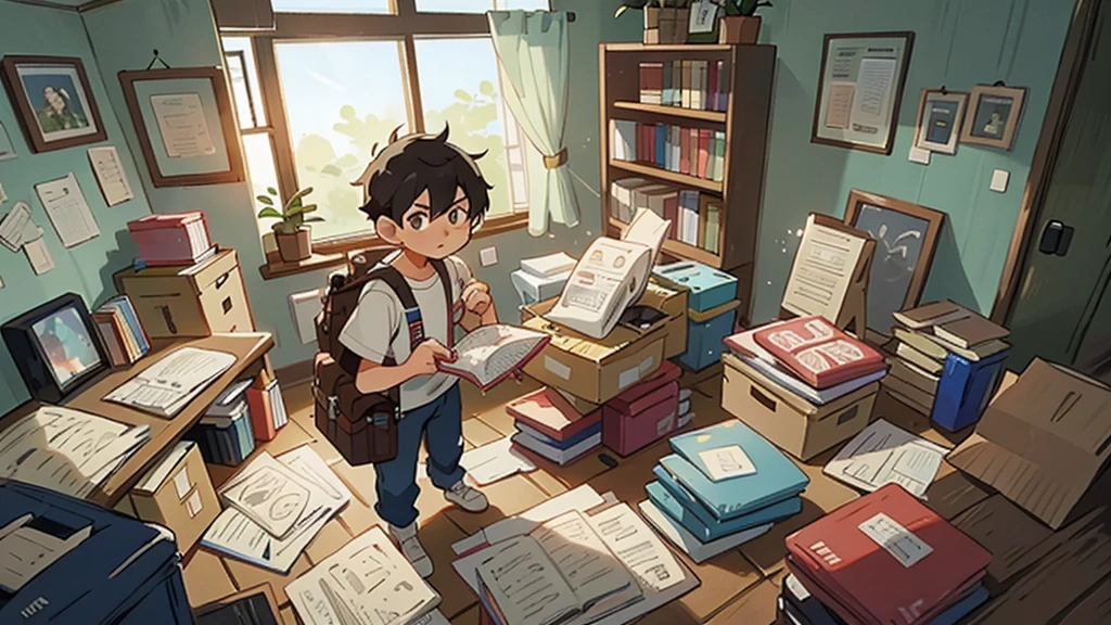 determined; Javier packing his things; home interior; plano general