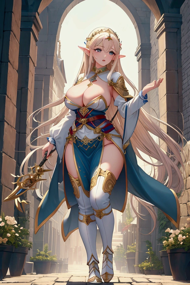 Highest quality, masterpiece, Ultra-high resolution, female、Big Breasts、Beautiful Elf、Driven out of the village、Heavy gait