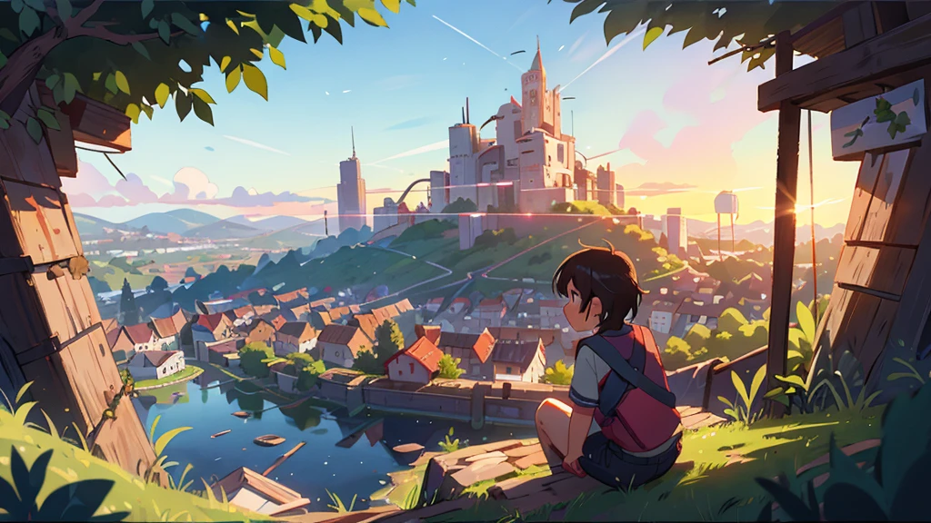 reflective; Javier watching the sunset; hill; panoramic view