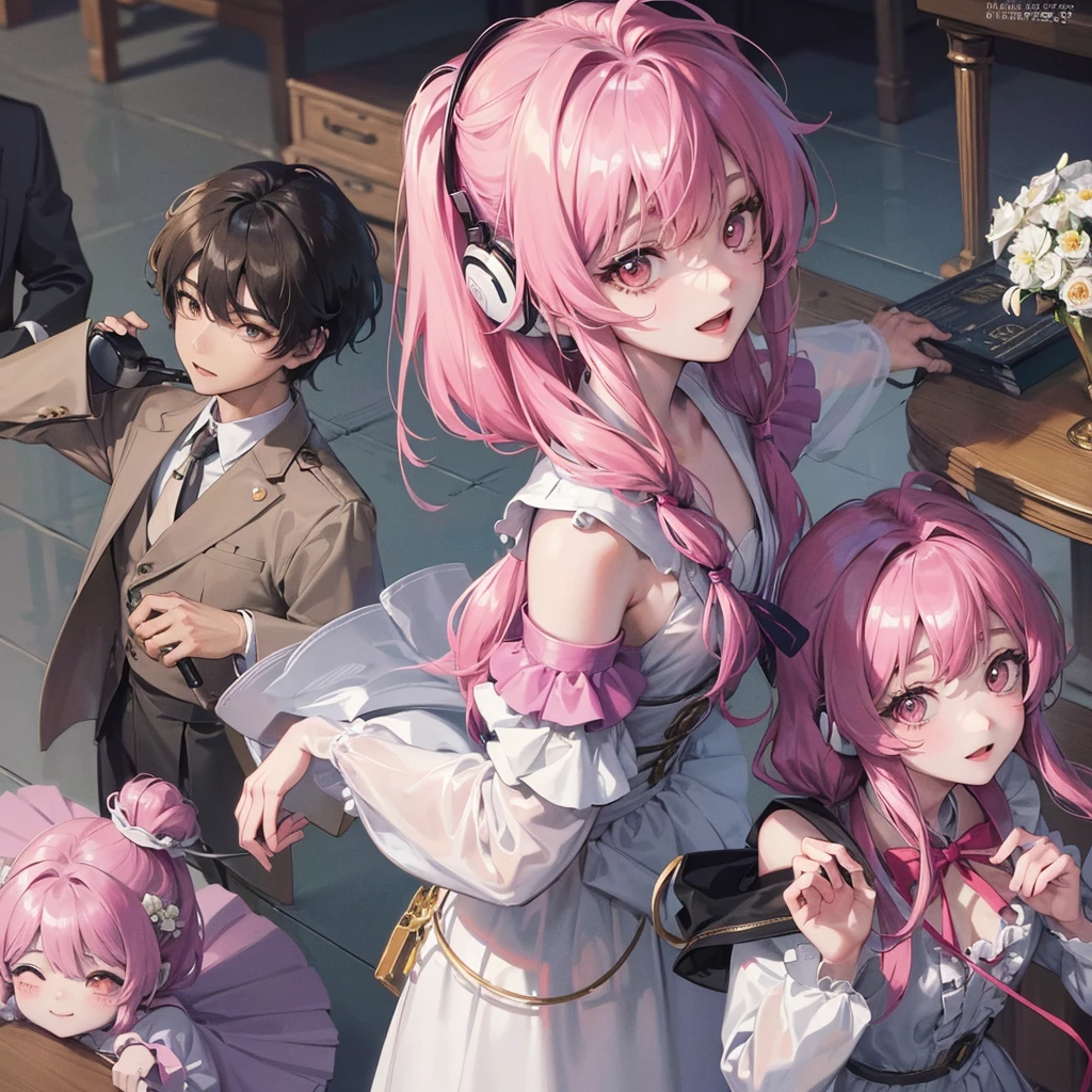 anime「Boys Over Flowers」An absurd masterpiece depicting the scene in HDR, Characters have detailed facial features, Simple Hair Design , headset, smile, Various clothes , ((Random Hairstyles:1 )) , animeの目, White skin ,
animeのさまざまな衣装, Detailed costume, Nice background, Masterpiece landscape