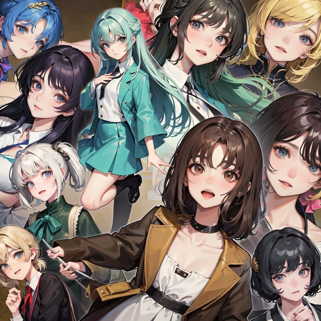 anime「Boys Over Flowers」An absurd masterpiece depicting the scene in HDR, Characters have detailed facial features, Simple Hair Design , headset, Equal number of men and women, smile, Various clothes , ((Random Hairstyles:1 )) , animeの目, White skin , 

animeのさまざまな衣装, Detailed costume, Nice background, Masterpiece landscape