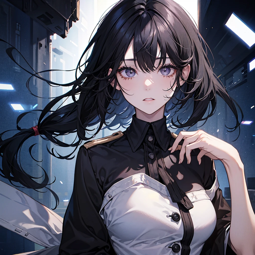 The background is a dark and desolate landscape, Horror movie atmosphere. Her figure is very beautiful, Emphasizing the dark and crazy elements. Skillfully expressing the effects of light and shadow, detailed, The face and expression of the black costume are also carefully drawn....., White Background, [1 girl:7], (Tilt your head:1.2), ([sketch|watercolor \(Moderate\)]:1.15),Chaotic abstract background, Vector Trace, Gradient blending and whole body, Artistic elements add depth to the work. The overall atmosphere is creepy and nightmarish....., With a unique artistic touch. This movie is、The dark and crazy world of horror movies depicted in HD., Evoke visual stimuli and aesthetic sense,