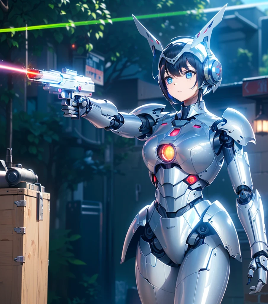 Blue shining mechanical eyes