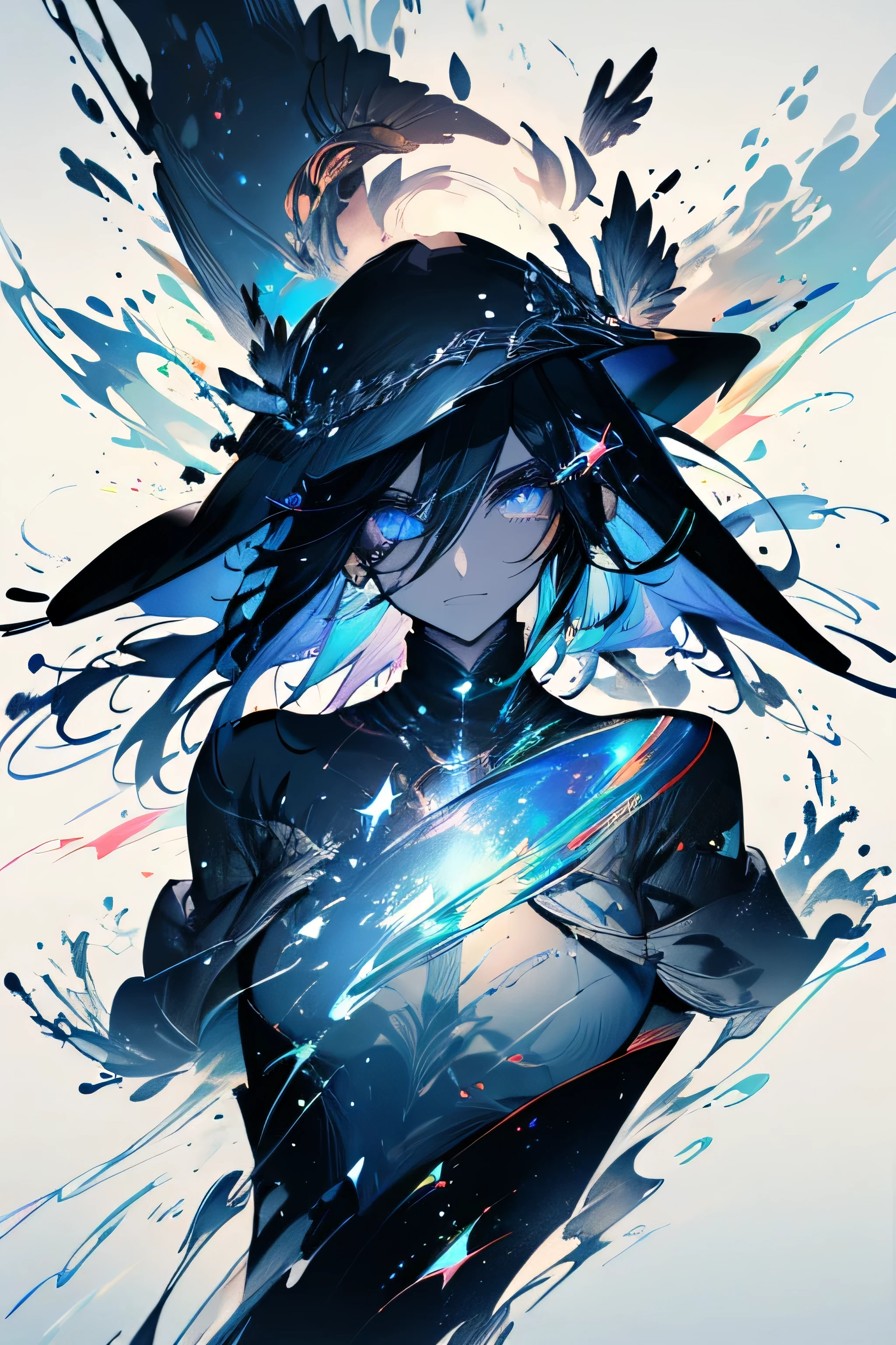 humanoid. Jet black skin covered in galaxies and stars. Black fire on my head. There is no face. Medieval Fantasy Clothing.