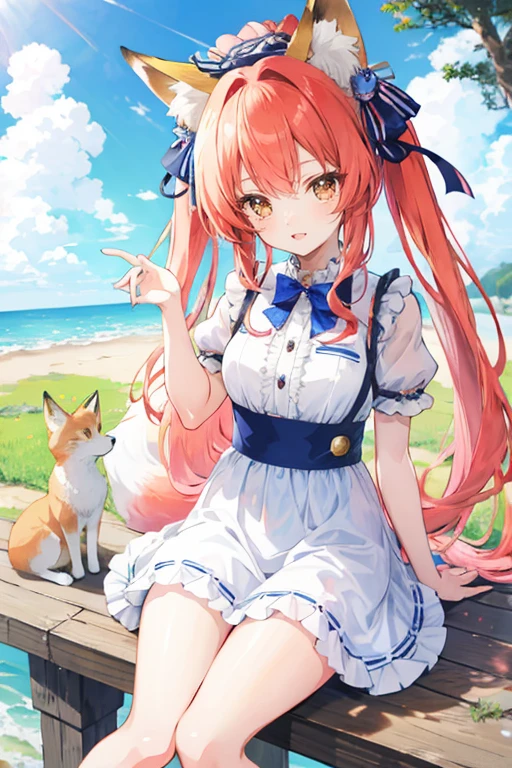 Fox Girl, Anime Girls, Kitten, goddess, Fox&#39;s Tail, I look at you excitedly, Vulgar body, Send Pose, Big Breasts, Fluffy tail with attention to detail, Long white hair, Bald Makeup, Fox Makeup, World of cinema, Dark Room, Erotic clothing, A choker with bells around the neck, Silver Hair, It took my breath away, fun