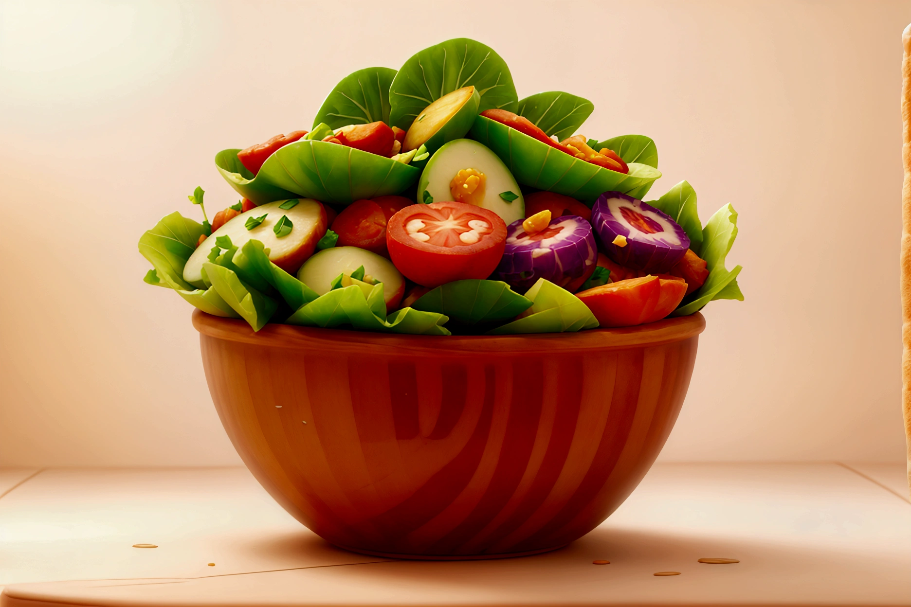 The salad is fresh and crispy, 3d Pixar