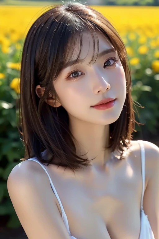 (((Exposing breasts 1.6))),(((Exposing breasts 1.6))),(((Exposing breasts 1.6))),masterpiece, Highest quality, 8k, Absurd, Beautiful medium long bob hair,Woman in her late 20s, That shy expression is cute, (Sensual Style),((Seven episodes were filmed.........1.4)), (Completely naked 1.5), No makeup, The near road and the far road, Written boundary depth, Surreal, High resolution, photograph, Sharp focus, Face lamp, Dynamic Lighting, highest detailed, ,Extreme detaileds、Super detaileded、detailed、Real Skin、elegant features、Positive and optimistic、(The background is a colorful flower field)
