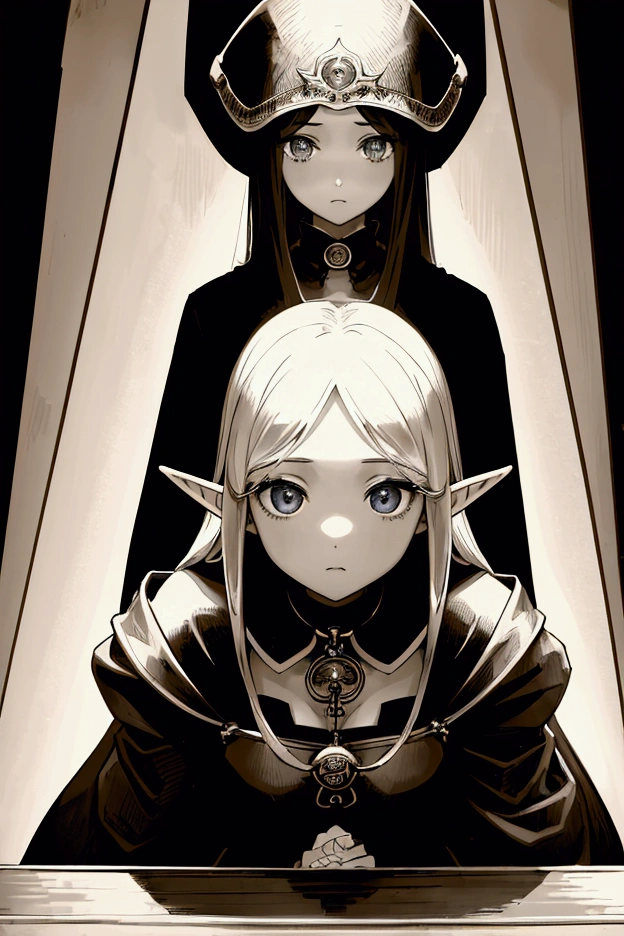 Highest quality, masterpiece, Ultra-high resolution, female、Big Breasts、Elf、His neck is attached to the guillotine、On all fours、Death row inmates、Hollow Eyes、innocent、Head yoke