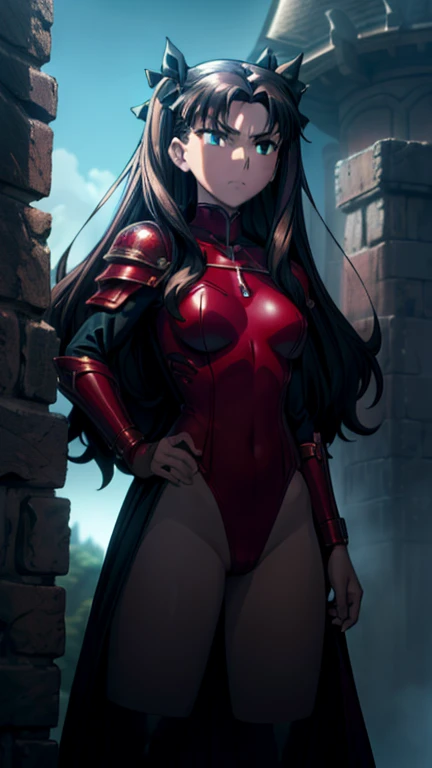((tohsaka_rin_fatestaynightufotable, anime_style)), grand mage armour, skimpy leotard armour, jewels and magic, action pose, posing, seductive, 4k, highres, masterpiece, HDR, UHD, sharp focus, highly detailed armour, (a beautiful detailed anime girl with long red hair in a seductive action pose, wearing a grand mage armour with a leotard-style armour design, jewels and magic effects, 4k, highres, masterpiece, HDR, UHD, sharp focus, highly detailed armour, photorealistic, cinematic lighting)