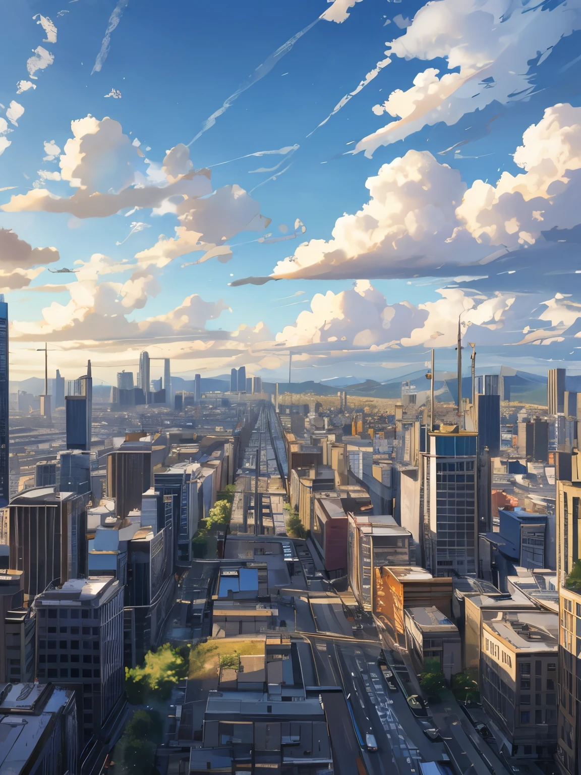 high resolution ,masterpiece ,Modern ,the view of the city, cloudy day ,((unmanned))