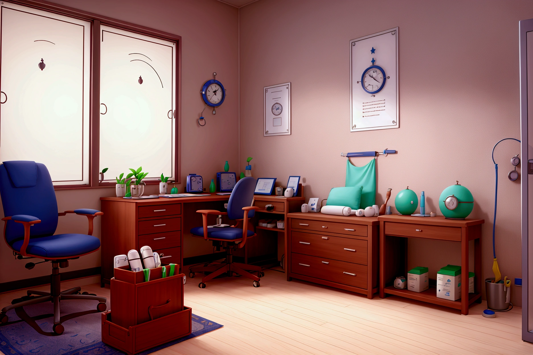 decor of a modern doctor office,muslim nurs, medical equipment